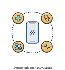 Vector colorful icon for mobile healthcare