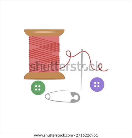 Vector colorful icon for needle and spool