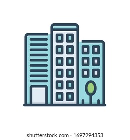 Icono de color vectorial para el edificio de oficinas