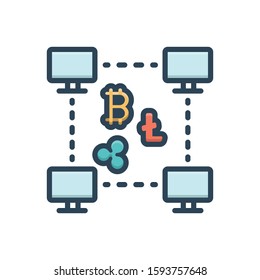 Vector colorful icon for peer to peer coin