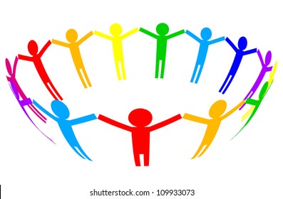 Vector colorful icon - people in circle