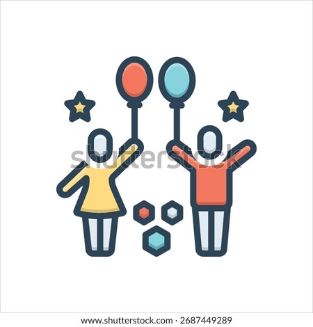 Vector colorful icon for playtime pleasures