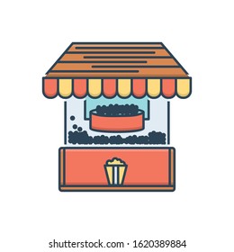 Vector colorful icon for pop corn machine