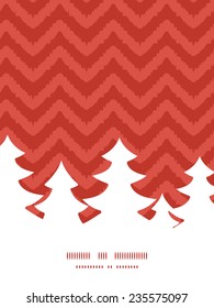 Vector colorful ikat chevron Christmas tree silhouette pattern frame card template