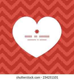 Vector colorful ikat chevron heart silhouette pattern frame