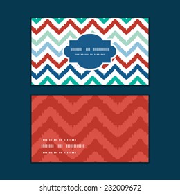 Vector colorful ikat chevron horizontal frame pattern business cards set