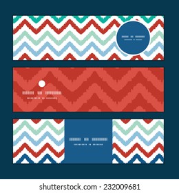 Vector colorful ikat chevron horizontal banners set pattern background