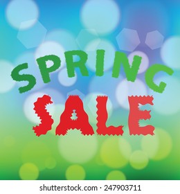 Vector Colorful Illustration  with Abstract Spring Sale Blurred Banner