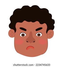 Vector Colorful Illustration of Angry Boy Isolated on White Background