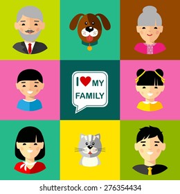 Vector colorful illustration of Asian, Chinese, Japanese old pensioner family
Set of Asian, Chinese, Japanese adult family, grandfather, grandmother
