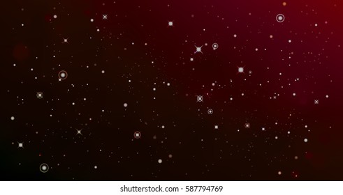 Vector colorful Illustration. Astrology horizontal red background. Outer space vinous backdrop. Universe. Bloody galaxy. Fog. Dark blurred fond. Stars. Watercolor. Black cosmos