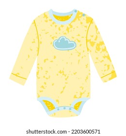 Vector Colorful Illustration of Baby Bodysuit Isolated on White Background. Front Side. Body children, baby shirt, onesie clothes for newborns