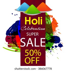 Vector colorful illustration or background and flyer for holi festival, holi celebration.