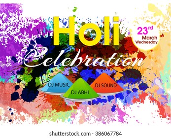 Vector colorful illustration or background and flyer for holi festival, holi celebration.
