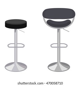 Vector Colorful Illustration Of Bar Stool In Flat Style, Isolated On White Background, Furniture For An Interior.