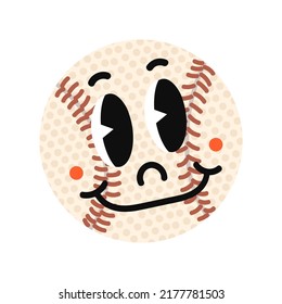 Vector Colorful Illustration of baseball ball with smily cute face isolated on white background