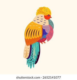Vetor ilustração colorida com belo pássaro africano. Pôster artístico	