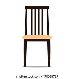 Vector colorful illustration of beige colored chair with backrest in flat style, isolated on white background, furniture for an interior, living room.