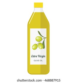 Vector colorful illustration of a bottle with olive oil.