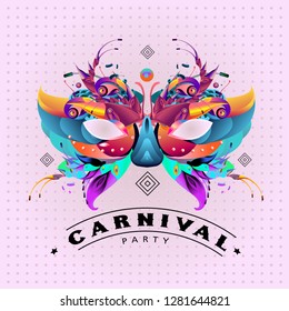 Vector Colorful Illustration of Carnival Mask for Mardi Gras Party and Celebration
