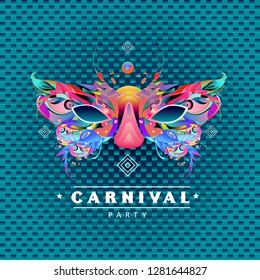 Vector Colorful Illustration of Carnival Mask for Mardi Gras Party and Celebration
