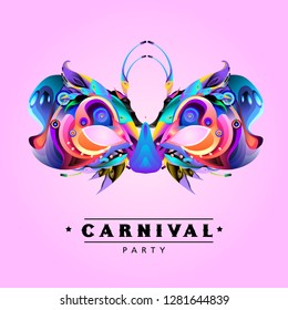 Vector Colorful Illustration of Carnival Mask for Mardi Gras Party and Celebration
