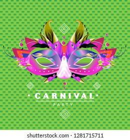 Vector Colorful Illustration of Carnival Mask for Mardi Gras Party and Celebration
