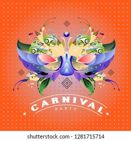 Vector Colorful Illustration of Carnival Mask for Mardi Gras Party and Celebration
