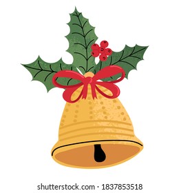 Vector colorful illustration of Christmas bell isolated on white background