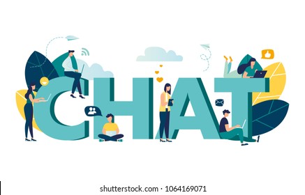 Vector colorful illustration of communication via the Internet, social networking,chat, video,news,messages,web site, search friends, mobile web graphics vector