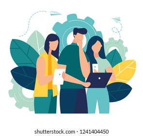 Vector colorful illustration of communication via the Internet, social networking,chat, video,news,messages,web site, search friends, mobile web graphics