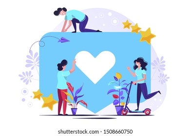 Vector colorful illustration of communication via the Internet, social networking,chat, video,news,messages,web site, search friends, mobile web graphics - Vector