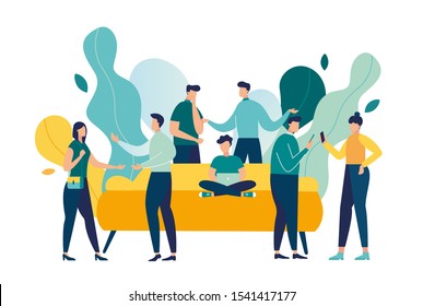 Vector colorful illustration of communication via the Internet, social networking,chat, video,news,messages,web site, search friends, mobile web graphics