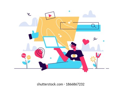 Vector colorful illustration of communication via the Internet, social networking,chat, video,news,messages,web site, search friends, mobile web graphics