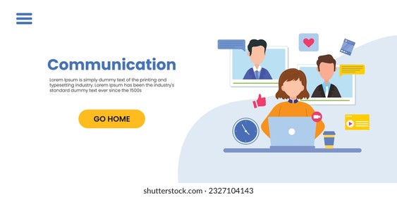 Vector colorful illustration of communication via the Internet, social networking, chat, video, news, messages, web site, search friends, mobile web graphics vector
