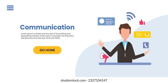 Vector colorida ilustración de la comunicación a través de Internet, redes sociales, chat, video, noticias, mensajes, sitio web, amigos de búsqueda, vectores de gráficos web móviles