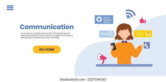 Vector colorful illustration of communication via the Internet, social networking, chat, video, news, messages, web site, search friends, mobile web graphics vector