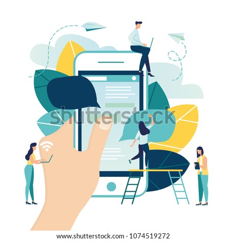 Vector colorful illustration of communication via the Internet, social networking,chat, video,news,messages,web site, search friends, mobile web graphics,messages,  vector,online dating 