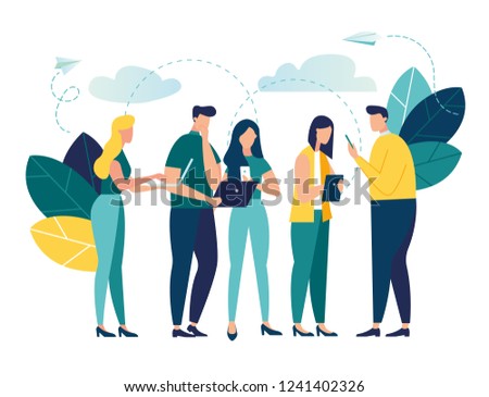 Vector colorful illustration of communication via the Internet, social networking,chat, video,news,messages,web site, search friends, mobile web graphics