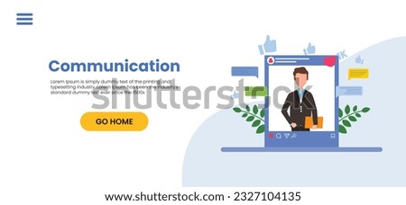 Vector colorful illustration of communication via the Internet, social networking, chat, video, news, messages, web site, search friends, mobile web graphics vector