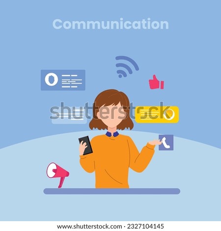 Vector colorful illustration of communication via the Internet, social networking, chat, video, news, messages, web site, search friends, mobile web graphics vector