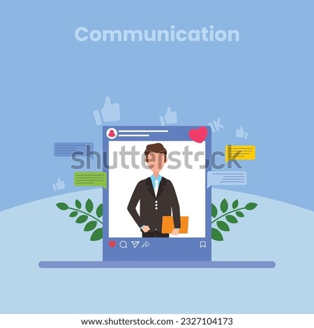 Vector colorful illustration of communication via the Internet, social networking, chat, video, news, messages, web site, search friends, mobile web graphics vector