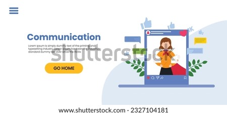 Vector colorful illustration of communication via the Internet, social networking, chat, video, news, messages, web site, search friends, mobile web graphics vector