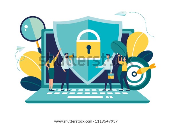 Vector Colorful Illustration Concept Protecting Computer Stock Vector ...