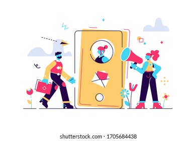 Vector colorful illustration, concept of social networks for a web page, communication, social networks. Flat style modern design vector illustration for web page, cards, poster, social media.