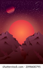 Vector colorful illustration. Cosmic landscape landscape. Starry sky.