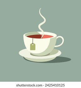 Vector colorful illustration of cup of tea