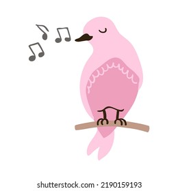 Vector Colorful Illustration of Cute Bird Isolated on White Background