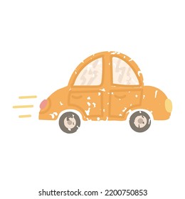 Vector Colorful Illustration of Cute Childish Car Isolated on White Background