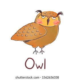 Vector colorful illustration of cute owl isolated on white background. Can be used as elemets for your design for greeting cards, nursery, poster, card, birthday party, packaging paper design